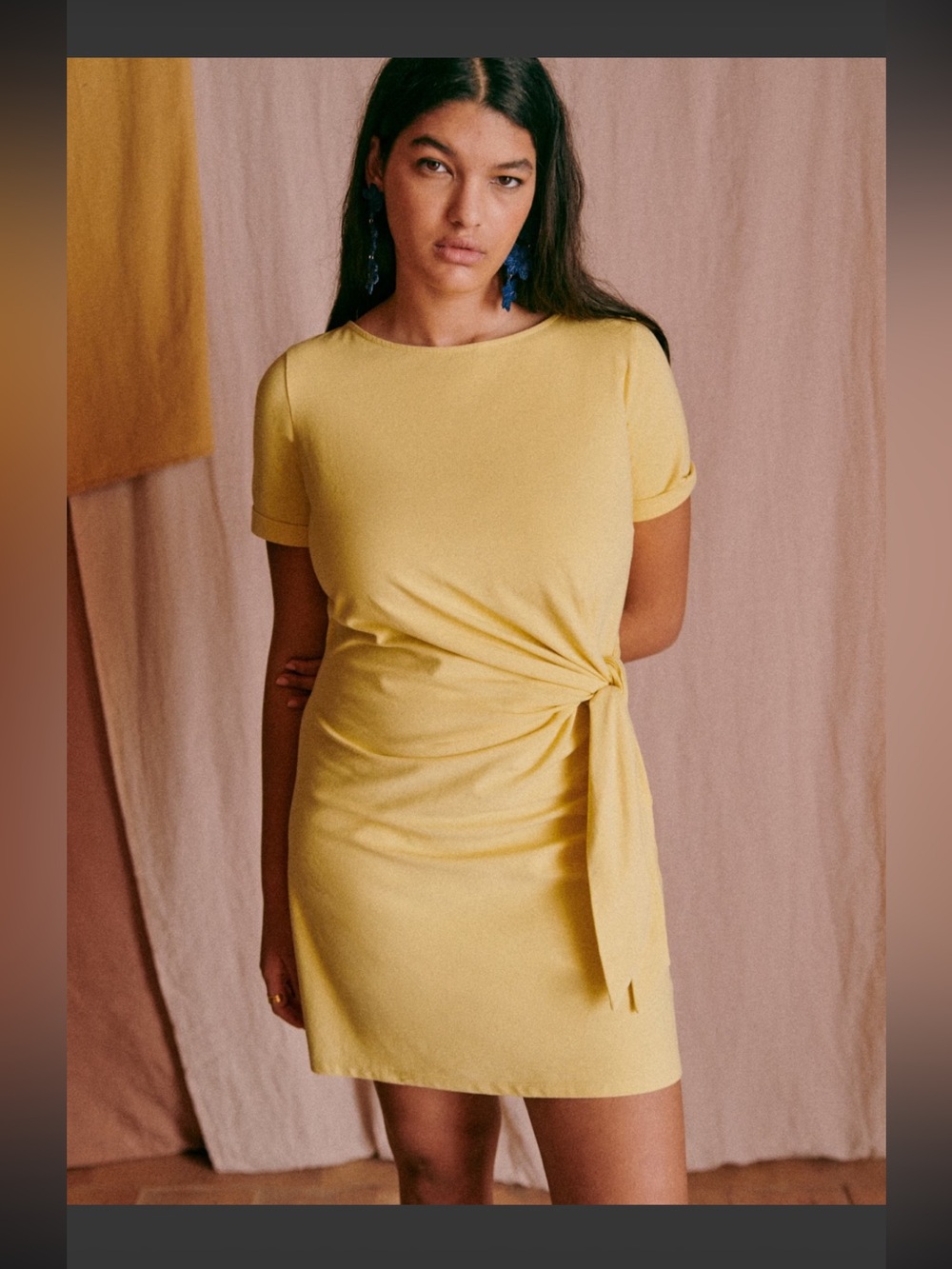 Sezane Pippa Short Dress Pastel Yellow - Size S